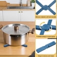 thumbnail image 3 of Uxcell 6 Pcs Trivet de silicona plegable, alfombrillas para ollas calientes, soporte antideslizante para platos, blanco/azul oscuro, 3 of 7