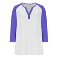 thumbnail image 4 of DxhmoneyHX Girls 3/4 Length Sleeve Cotton Shirts Dressy Button V Neck Henley Shirt Casual Block Raglan Tunic Blouses Age 3-14 Years, 4 of 6