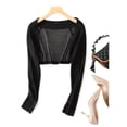 thumbnail image 3 of Women Knit Crop Top Long Sleeve Shrug Sweater Mesh Cover Ups Thin Cardigan Streetwear Cape Summer Shawl, 3 of 7