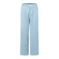 thumbnail image 4 of SnnmBlm Women's Pull On Solid Color Jeans Drawstring Elastic Waist Denim Joggers for Women Light Blue L, 4 of 5