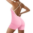 thumbnail image 3 of OSOLU Women's Sport Seamless Jumpsuit Yoga Jumpsuit Sleeveless Elastic Skinny Tracksuits Padded Gym Playsuit Ribbed Rompers For Fitness Jogging Pink M, 3 of 7