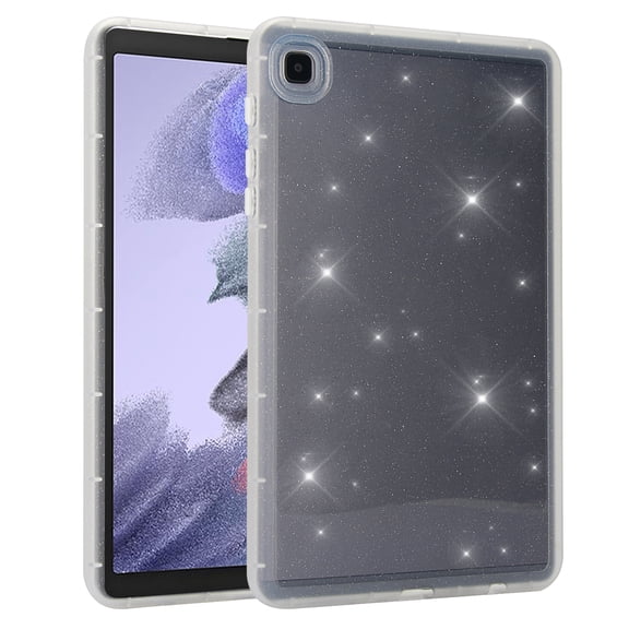 Glitter Clear Case for Samsung Galaxy Tab A7 Lite 8.7" 2021 SM-T225 / SM-T220, Luxury Ultra Slim Soft Flexible Lightweight Transparent TPU Back Case Cover Shockproof Anti-Scratch, White
