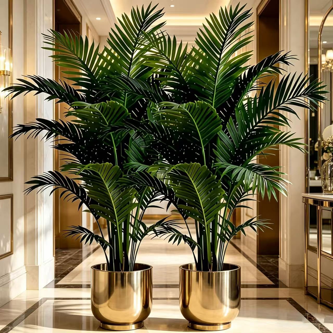 4 Pack 35.5in Artificial Areca Palm Trees, 24 Leaves Faux Tropical Palm Plants No Pot, UV Resistant Fake Floor Plants for Indoor Outdoor Home Office Living Room Decor