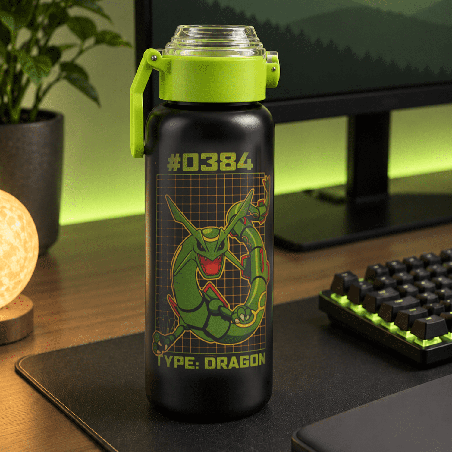 Pokémon Rayquaza 32oz Stainless Steel Water Bottle with Flip Lid and Spout