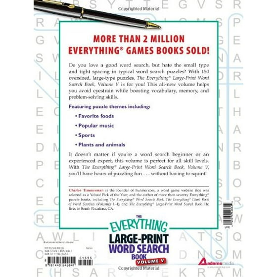 The Everything Large Print Word Search Book Volume V 150 Super Big Word Search Puzzles - 