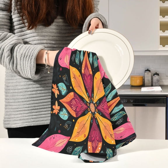 BZSMCE Kitchen Towels Creative Colorfull Botany Pattern Pattern Durable Kitchen Towel