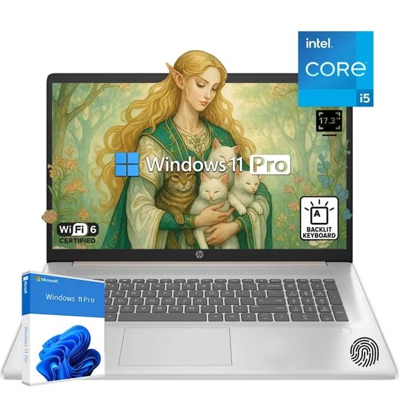 Newest HP 17 Laptop, 17.3" FHD Display, Intel Core i5-1335U, 16GB RAM, 1TB SSD, Webcam, HDMI, Bluetooth, Type-C, Wi-Fi, Windows 11 Pro, Silver