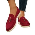 thumbnail image 3 of Xiaoxatg Fashion Women Casual Shoes Flat Bottom Non Round Toe On Suede Style for Everyday Wear and Casual Outings 8.5 Red, 3 of 9
