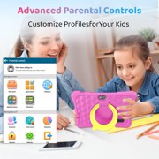 Kids Tablet, 7 inch Android 15 Tablet for Kids, 8GB+32GB 1TB Expand, Quad-Core Toddler Tablets with Shockproof Case, BT5.0, Wifi5, Parental Control, Games, Dual Camera