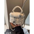 thumbnail image 3 of Wynndora Mini Box Crossbody Bag, White Quilted Metallic Purse with Chain Strap, Top Handle & Heart Charm, Women's Evening Clutch, 3 of 8
