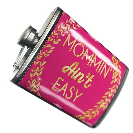 

NEONBLOND Flask Mommin Ain t Easy Mother s Day Hot Pink and Gold Leaf Circle