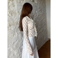 thumbnail image 6 of Caoirhny Women's Summer Lace Floral Tops Flare Long Sleeve Tie Front Sheer Slim Crop Cardigan Clubwear, 6 of 9