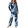 thumbnail image 2 of Garronmavis Blue Hibiscus Flowers Pajama Sets for Women 2 Piece Long Sleeve Sleepwear Comfy Soft PJ Set Lounge Outfit Fall Winter Nightwear Top and Pant, 2 of 7