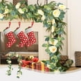 thumbnail image 4 of Small Christmas Wreaths,Christmas Garland For Mantle Artificial Flowers Real Touch Peony Garland Eucalyptus Greenery Vine for Outdoor Hanging Wedding Arch Home Decor Wall Backdrop Party (Beige), 4 of 6
