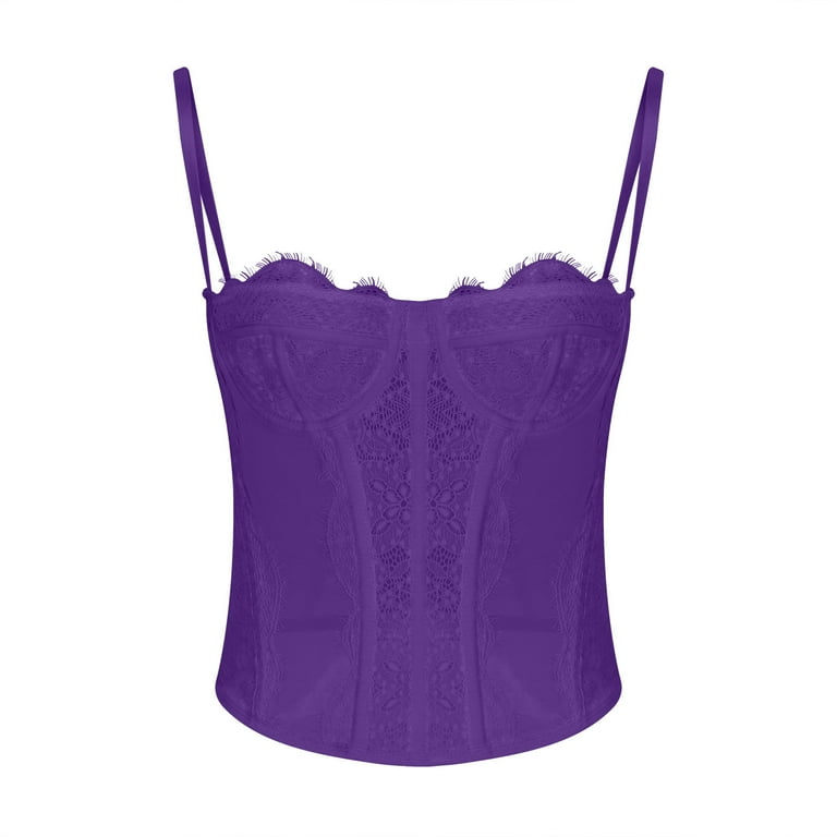 m*u様 LAYRED BUSTIER THERMAL TOPS Wyongtao Lace Corset Top Bustier Tops for Women Spaghetti