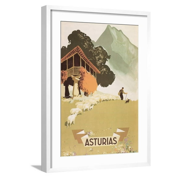 Art.com Travel Poster for Asturias, Spain Art Print, White Frame Wall Art, 21" x 29"