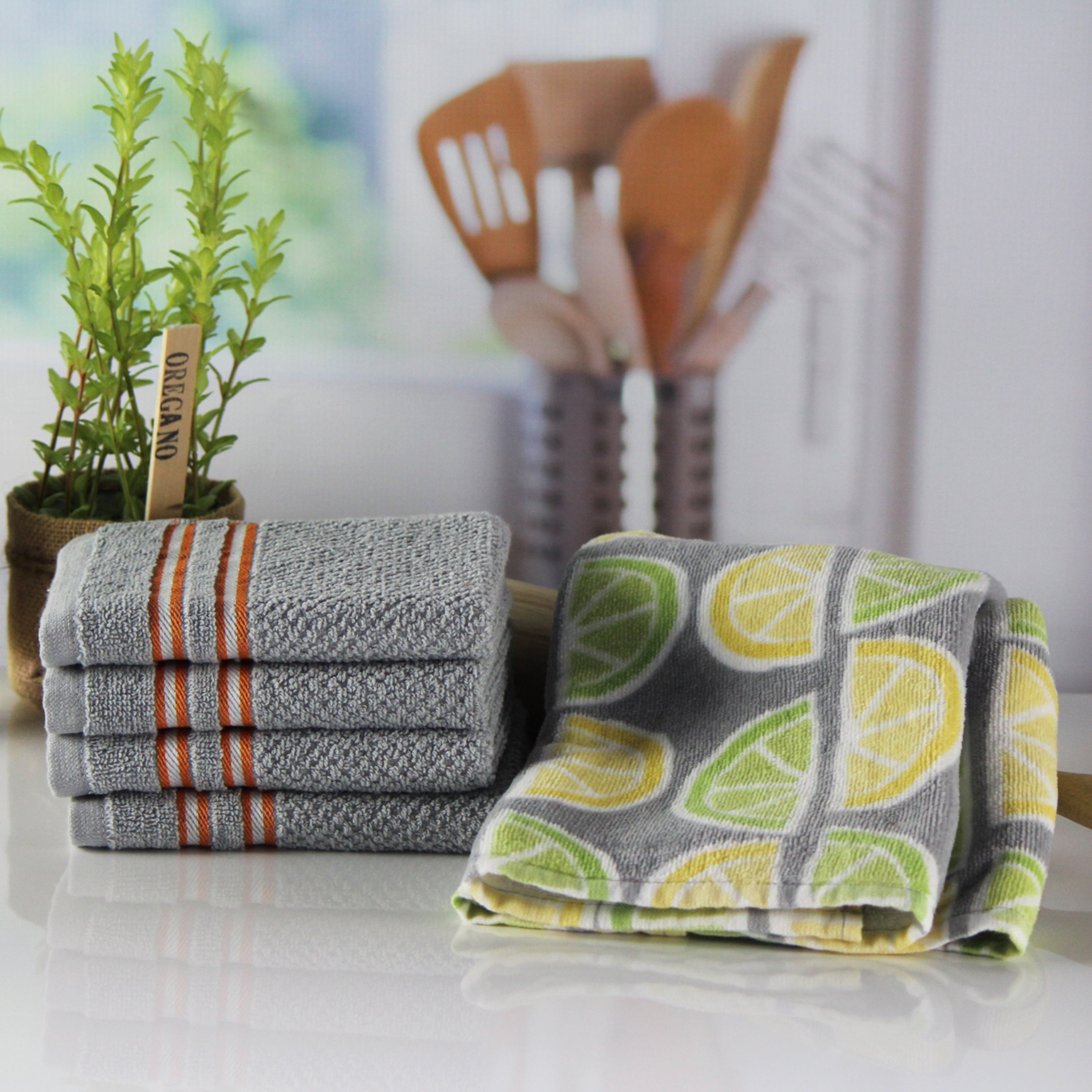 Freshee with Intellifresh Technology, 6 Pack, Kitchen Set, Grey Print