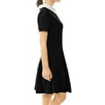 thumbnail image 3 of MODA NOVA Juniors Peter Pan Contrast Collar Short Sleeves Flare Dress XS Black, 3 of 6