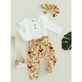 thumbnail image 3 of GXFC Baby Girls Fall Outfits Clothes 3M 6M 9M 12M 18M Infant Girls Long Sleeve Rib Romper and Belted Pants and Headband 3Piece Casual Autumn Clothing for Newborn Newborn Girls, 3 of 8