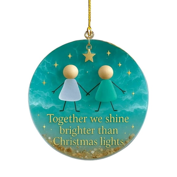 Round-Shaped Sea Glass Friendship Ornaments for Christmas Decorations, Beautiful Handmade Friendship Christmas Gifts Tree Hanging Pendants 3.15 Inch Green