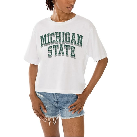 Women's Gameday Couture White Michigan State Spartans Claim To Fame Boxy Cropped T-Shirt