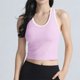 thumbnail image 3 of Tops Verde Oscuro para Mujeres Alta Elasticidad Ribbed Seamless Running Sports Top con Cojín de Pecho Integrado Daily, 3 of 7