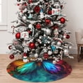 thumbnail image 5 of Lsque Vibrant Rainbow Butterfly A Print Christmas Tree Skirt, Tree Skirt with Ties or Velcro, Perfect for Holiday Decorations, Halloween, and New Year-48", 5 of 7