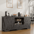 GIKPAL Farmhouse TV Stand for 65 inch TV, Entertainment Center for TVs with Storage Cabinets, Barn Door and Adjustable Shelves for Living Room, Rustic Grey