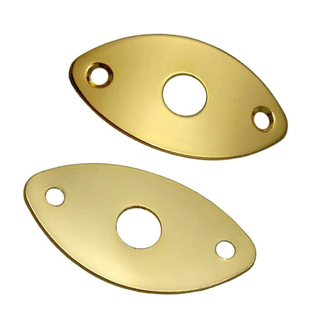 TISHITA 2 Pcs Plaque de Prise Ovale Incurvée en Métal pour Guitare Électrique Basses Pièces Dorées