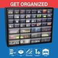 thumbnail image 3 of 44-Drawer Plastic Storage Cabinet for Garage Organization, Bead Organizer, Building Bricks Storage, Teacher Toolbox, Makeup Organizer, 20" W x 6" D x 16" H, Black, 3 of 16