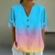 thumbnail image 5 of Vestidos Casuales Para Mujer, Blusas De Mujer De Moda Camiseta holgada de manga corta con cuello en V, botones y estampado sin posicionamiento para mujer, estilo informal y de moda, 5 of 7