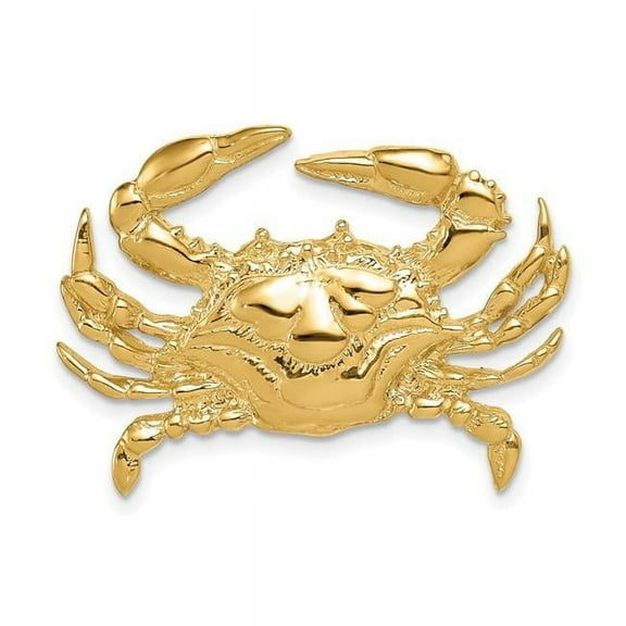 Finest Gold 14K Yellow Gold Blue Crab Slide Pendant
