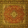 thumbnail image 1 of Ahgly Company Machine Washable Indoor Square Medallion Yellow Traditional Area Rugs, 7' Square, 1 of 4