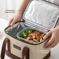thumbnail image 4 of Color Block Oxford Insulated Lunch Bag – Women's Thermal Tote, Detachable Crossbody Strap, Reusable for Travel/Picnic/Grocery/Work, Zippered, Leakproof, Keeps Food Hot/Cold, Portable, 4 of 5