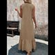 thumbnail image 4 of Vestido de Verano para Mujer, de Algodón, Estilo Bohemio, de , Sin Mangas, con Volantes Escalonados, Maxivestido . Marrón Oscuro XL, 4 of 5
