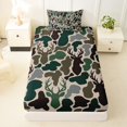 thumbnail image 3 of Castle Fairy Camouflage Deer Twin Sheets 3pcs,Abstract Camo Animal Bedding,Olive Khaki Black,1 Fitted Sheet, 1 Flat Sheet and 1 Pillowcase, 3 of 6