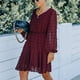 thumbnail image 2 of Vestido de manga larga con cuello en V tul estilo línea A elegante mujer Casual vestido de manga larga puño elástico para dama para vacaciones para Club ANGGREK Otros, 2 of 6