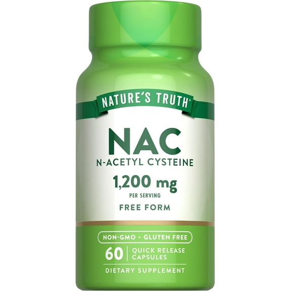 NAC 1200mg | N Acetyl Cysteine | 60 Capsules | For Men and Women | by Nature's Truth