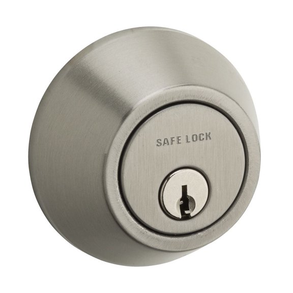 Weiser Safe Lock Satin Nickel Round Deadbolt/Entry Door Lock with Key