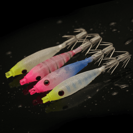 Japanese squid needle bionic bait cloth rubber soft wooden shrimp small bucket squid hook fishing bait