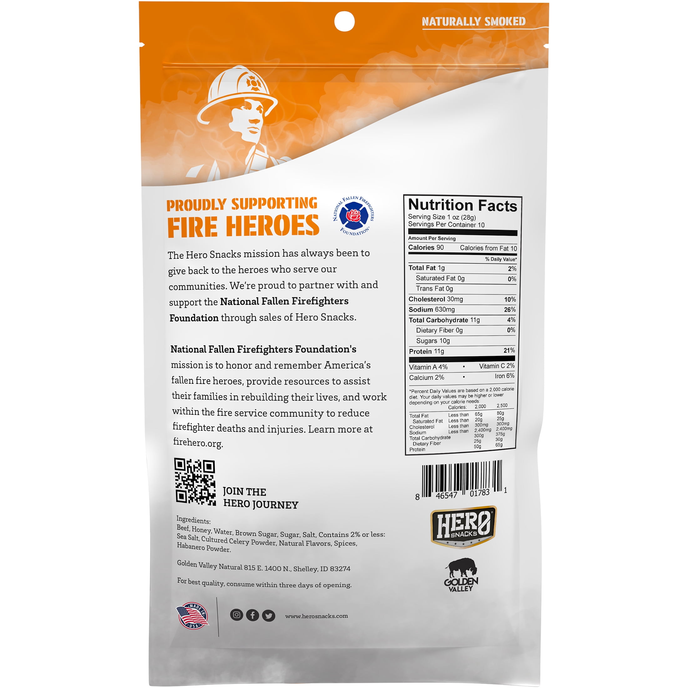 Hero Honey Habanero Beef Jerky 10oz Resealable Bag