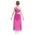 thumbnail image 3 of YUUMIN Kids Girls Latin Jazz Irregular Skirt Ballet Dance Performance Dancewear Gymnastics Leotard Dress Hot Pink 12, 3 of 6