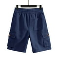 thumbnail image 6 of Havenre Men's Cotton Cargo Shorts Loose Regular Fit Elastic Drawstring Waist Bermuda Shorts Summer Casual Beach Shorts with Pockets Navy M, 6 of 9