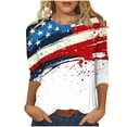 thumbnail image 2 of Lorytime 4th of July Outfits for Women Patriotic Graphic Tops Red White and Blue Wear 3/4 Sleeve Holidays Clothes 5XL, 2 of 5