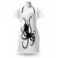 thumbnail image 3 of Octopus Apron, Monochrome Image of a Sea Animal Raising its Tentacles Ready for Attack, Unisex Kitchen Bib with Adjustable Neck for Cooking Gardening, Adult Size, White Charcoal Grey, by Ambesonne, 3 of 4