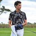 thumbnail image 5 of Balery Sunflowers Printed Men’s Short Sleeve Polo Shirt, Midweight Men's Shirt,Golf Polo shirts -Large, 5 of 8