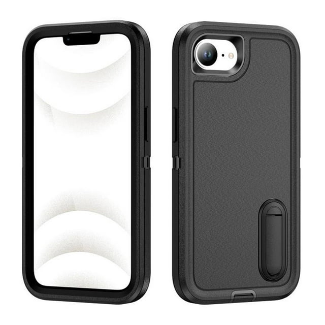 for iPhone 16e Case, iPhone 16e Phone Case with Built in Kickstand, Shockproof/Dustproof/Drop Proof Heavy Duty Military-Grade Rugged Protective Cover for iPhone 16e,Black,For iPhone 16e
