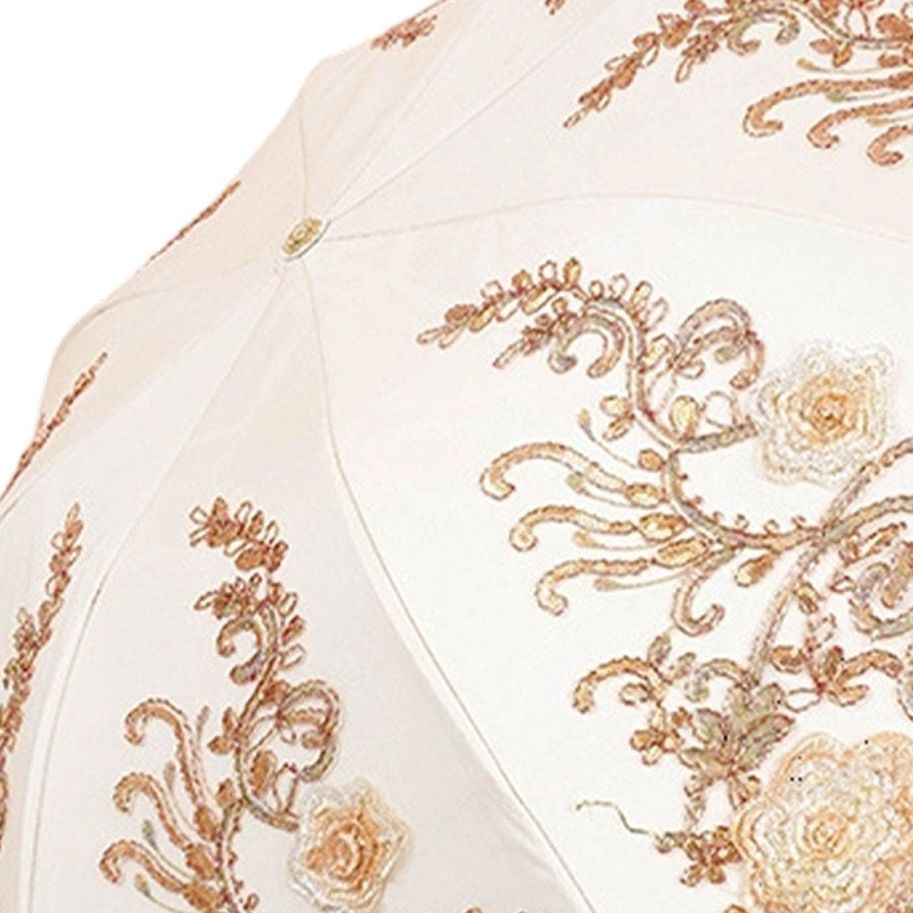 Lace Embroidery Sun Umbrella Ladies Anti-UV Umbrella Folding Parasol Umbrella Vintage Flower Embroidery Umbrella Sun/Rain/Snow Folding Umbrella