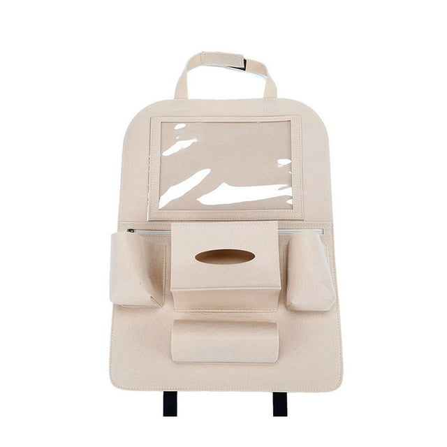 Holder Protector Multi Car Back Organizer Nonwoven Fabric 40x55cm Washable Universal Backseat Storage Bag For Phone Bottle TissueBeige