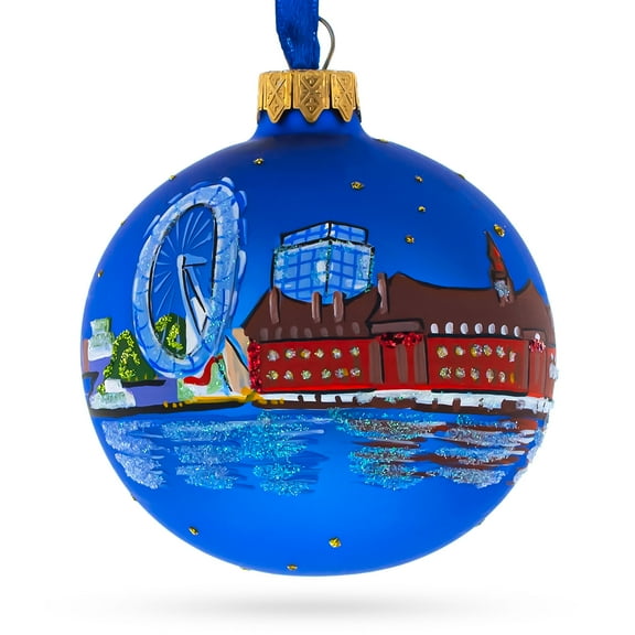 London Eye, United Kingdom Glass Christmas Ornament 3.25 Inches